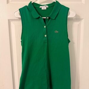 Lacoste Women's Green Sleeveless Polo Top Size 38